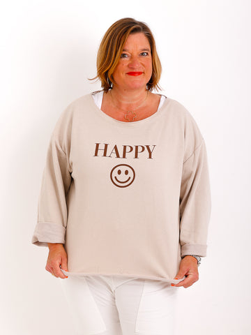 HAPPY Oversize Sweatshirt - beige