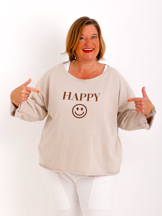HAPPY Oversize Sweatshirt - beige