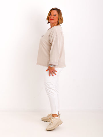 HAPPY Oversize Sweatshirt - beige