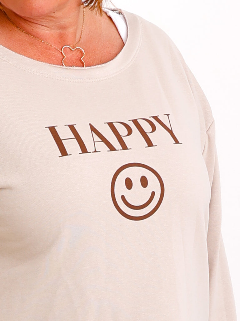 HAPPY Oversize Sweatshirt - beige