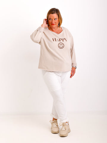 HAPPY Oversize Sweatshirt - beige