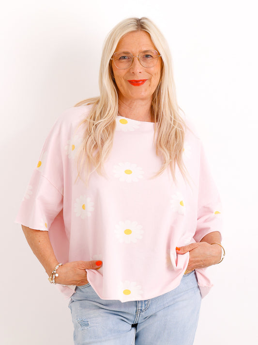 Kurzarm-Sweater KATHARINA.S – Allover Blumenprint – Soft-Cotton – Gr. 36-42/44