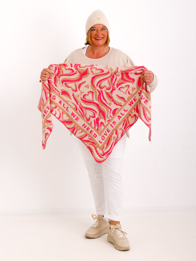 MARA Dreiecksschal - beige/pink