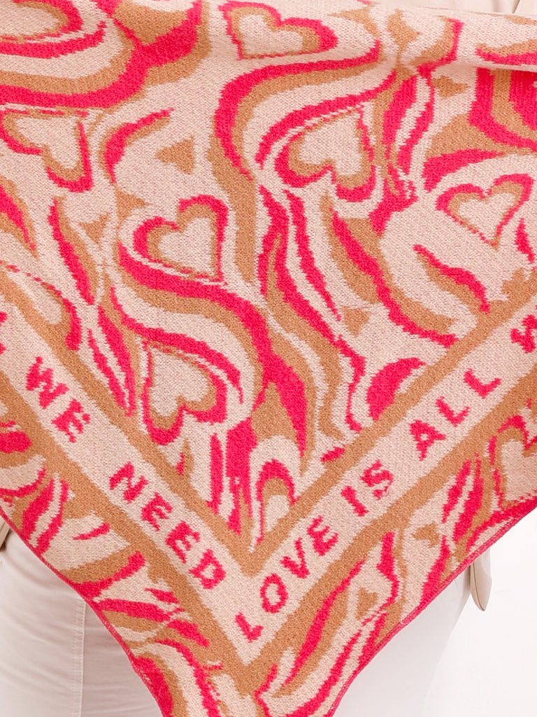 MARA Dreiecksschal - beige/pink