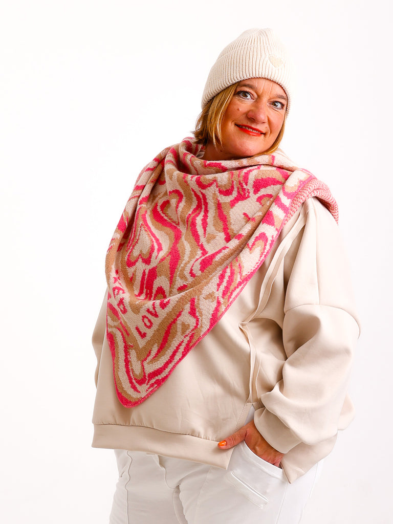 MARA Dreiecksschal - beige/pink