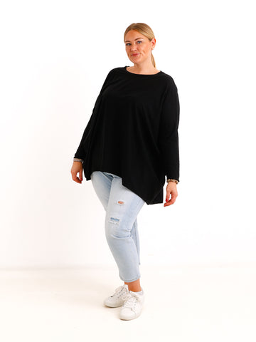 Curvy Size Sweatshirt MAILYS – Extra langer Oversize-Schnitt mit Patch-Details – Gr. 46–56