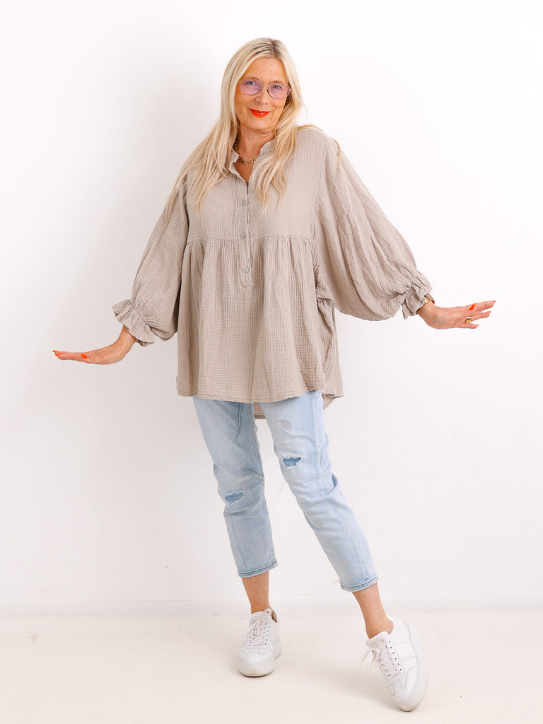 Musselin Oversize Bluse MINA.S – Fledermausärmel – 100% Baumwolle – Gr. 40-50