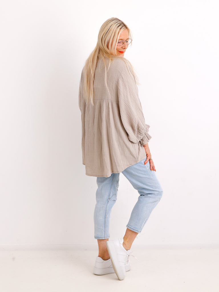 Musselin Oversize Bluse MINA.S – Fledermausärmel – 100% Baumwolle – Gr. 40-50