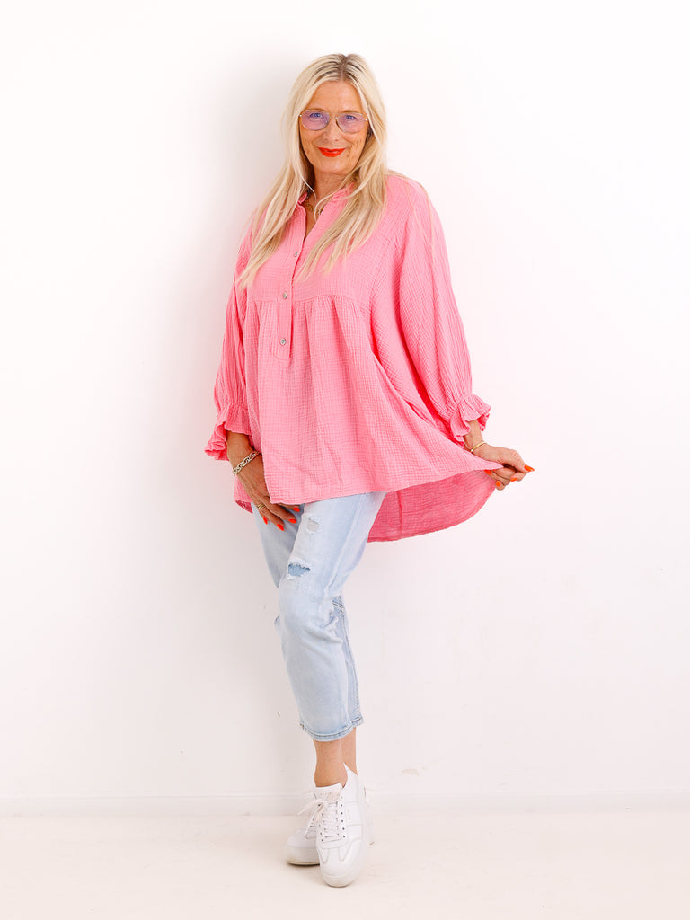 Musselin Oversize Bluse MINA.S – Fledermausärmel – 100% Baumwolle – Gr. 40-50