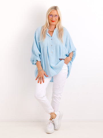 Musselin Oversize Bluse MINA.S – Fledermausärmel – 100% Baumwolle – Gr. 40-50