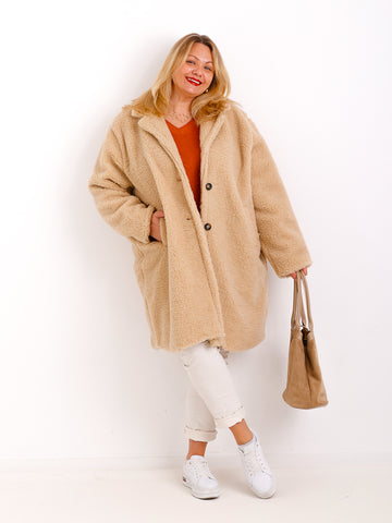 FABIENE Curvy Size Teddy Mantel - verschiedene Farben