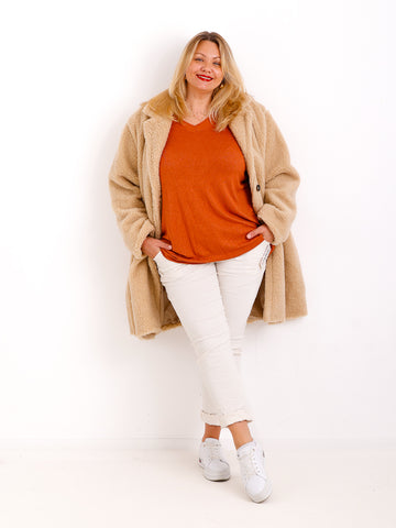 FABIENE Curvy Size Teddy Mantel - verschiedene Farben