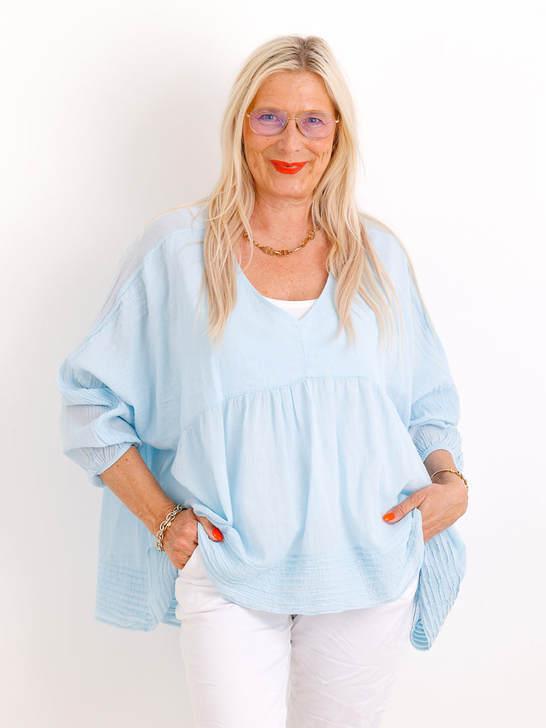 Oversize Tunika FAYE.S – 100% Baumwolle – Semi-transparent – Gr. 36-46
