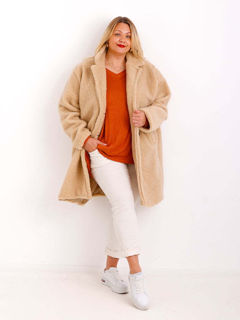 FABIENE Curvy Size Teddy Mantel - verschiedene Farben