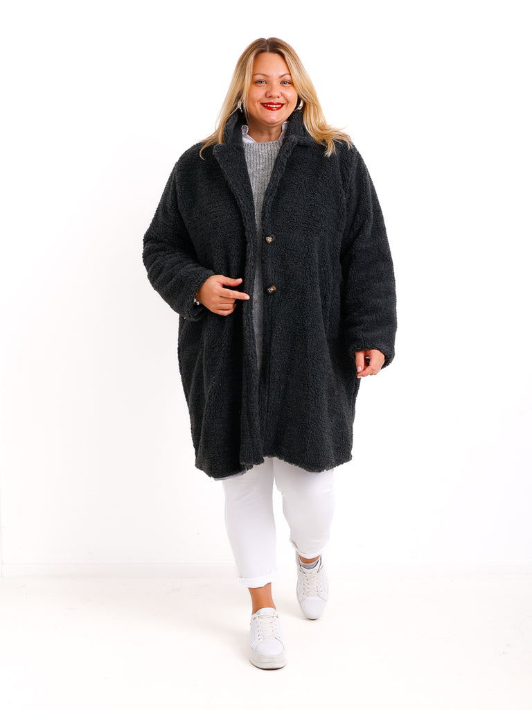 FABIENE Curvy Size Teddy Mantel - verschiedene Farben