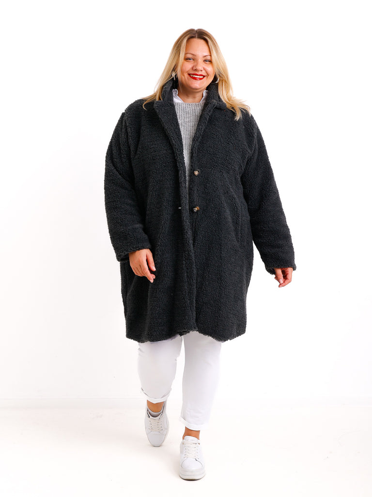 FABIENE Curvy Size Teddy Mantel - verschiedene Farben