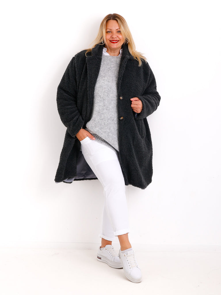 FABIENE Curvy Size Teddy Mantel - verschiedene Farben