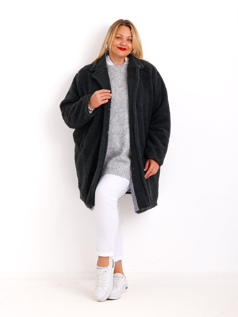 FABIENE Curvy Size Teddy Mantel - verschiedene Farben