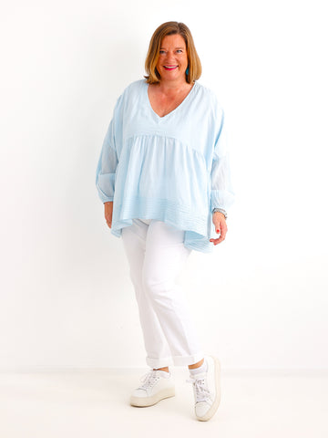 Oversize Tunika FAYE.S – 100% Baumwolle – Semi-transparent – Gr. 36-46
