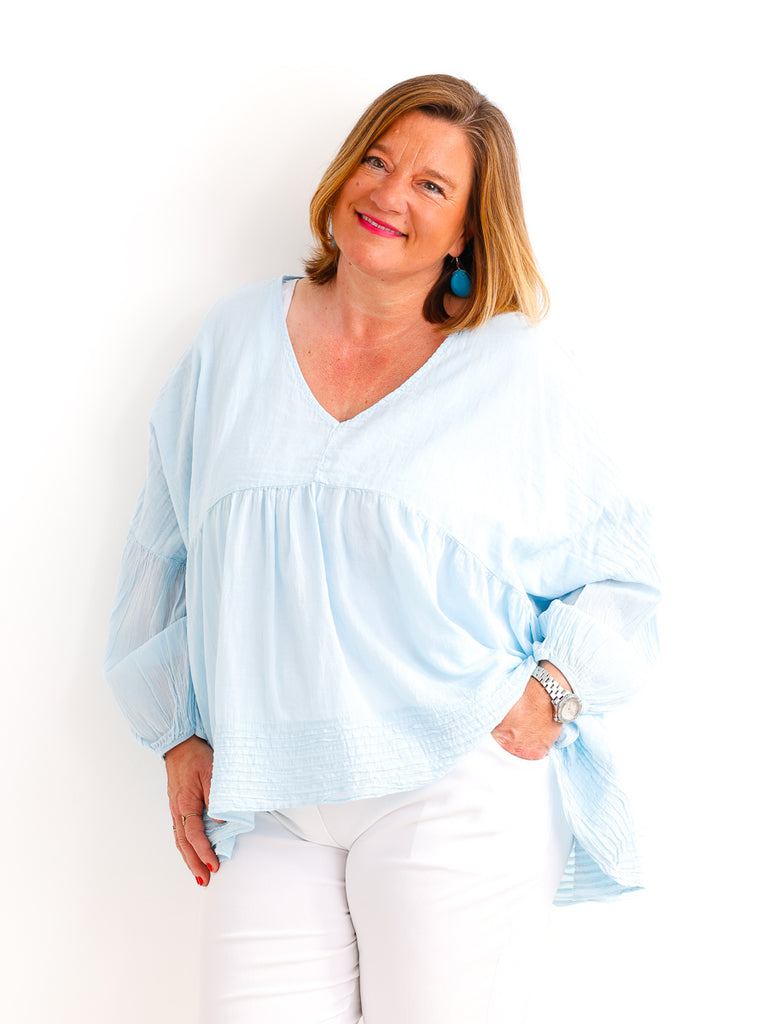 Oversize Tunika FAYE.S – 100% Baumwolle – Semi-transparent – Gr. 36-46