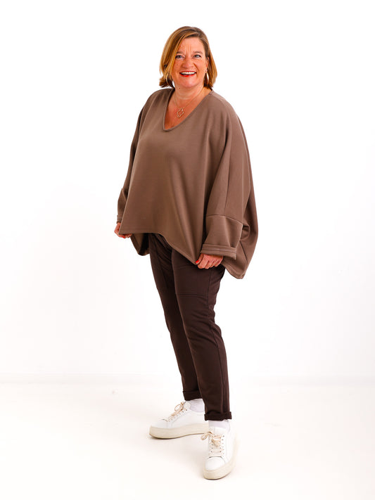 CORINNA Oversize Sweater uni - schoko