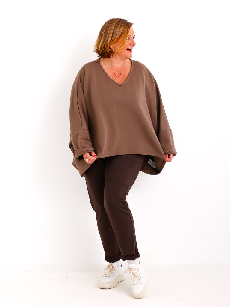 CORINNA Oversize Sweater uni - schoko