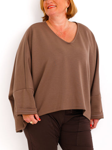 CORINNA Oversize Sweater uni - schoko