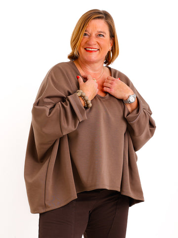 CORINNA Oversize Sweater uni - schoko