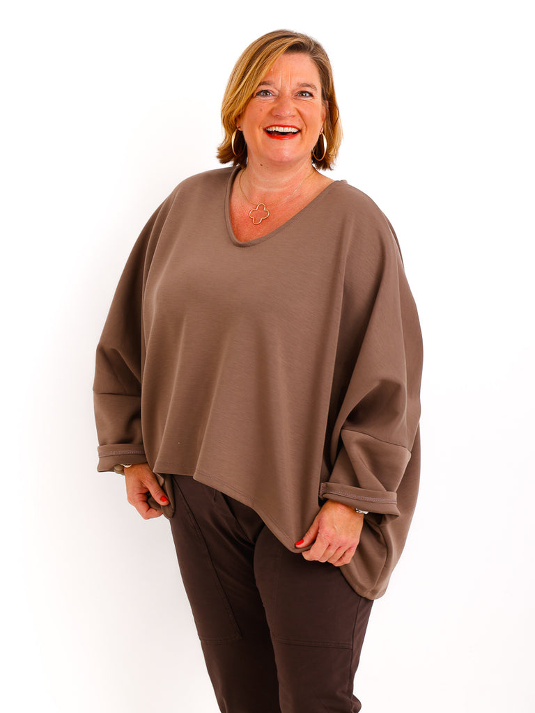 CORINNA Oversize Sweater uni - schoko