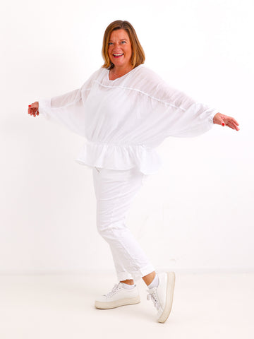 Oversize-Tunika LUNA.S – 100 % Baumwolle – Fledermausärmel – Gr. 38-48
