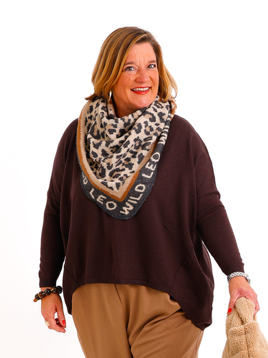 LEO LOVE Dreiecksschal - beige/grau/camel