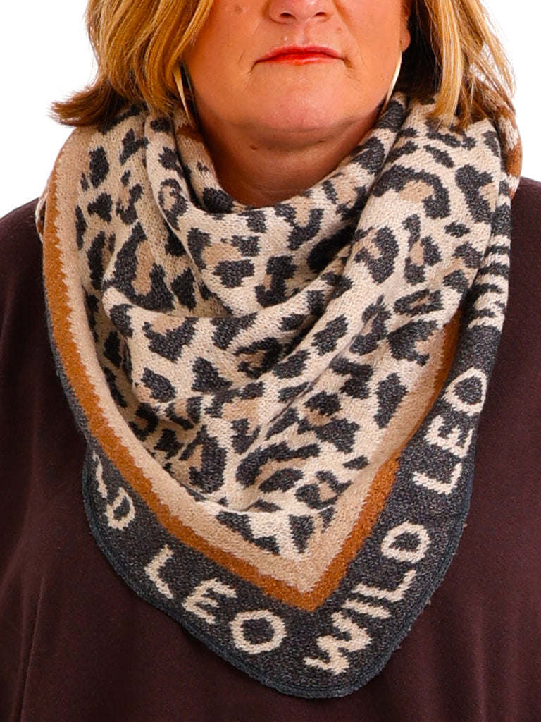 LEO LOVE Dreiecksschal - beige/grau/camel