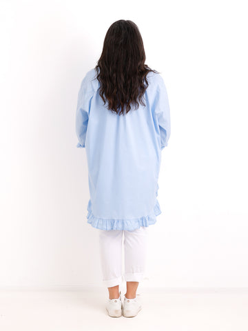 XXL Rüschen-Bluse ALENE.S  – 100 % Baumwolle – Long-Style – Gr. 42-50