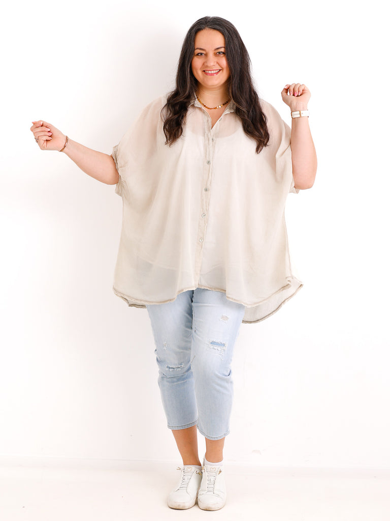 Oversize Baumwoll-Bluse FARINA.S – Semi-transparent  – Gr. 40-50
