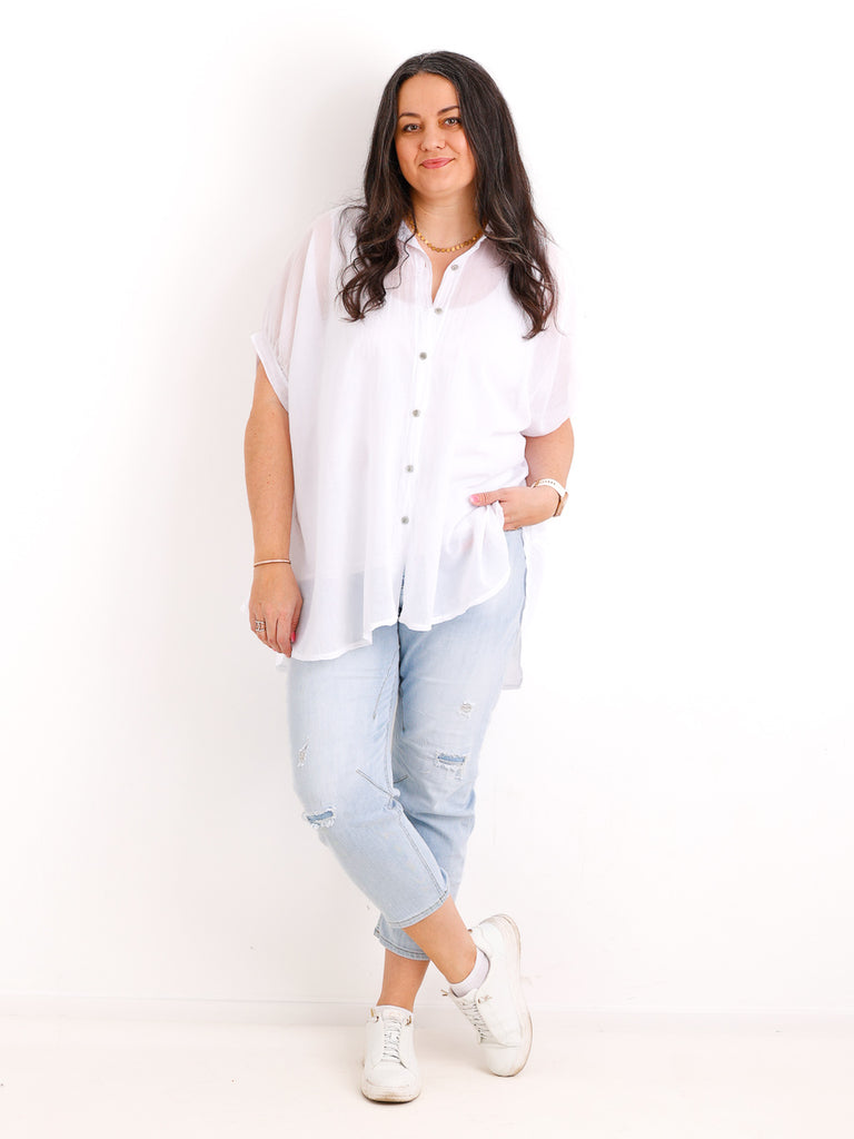 Oversize Baumwoll-Bluse FARINA.S – Semi-transparent  – Gr. 40-50