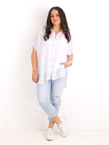 Oversize Baumwoll-Bluse FARINA.S – Semi-transparent  – Gr. 40-50