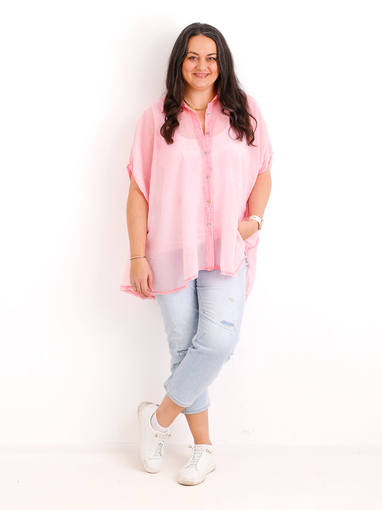 Oversize Baumwoll-Bluse FARINA.S – Semi-transparent  – Gr. 40-50