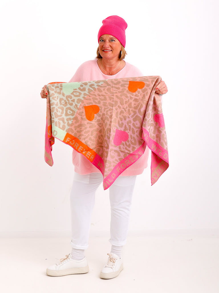 SINA Dreiecksschal  - rosa/pink/orange