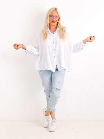 Musselin Oversize Bluse SIENNA.S - 100% Baumwolle - Gr. 38-46