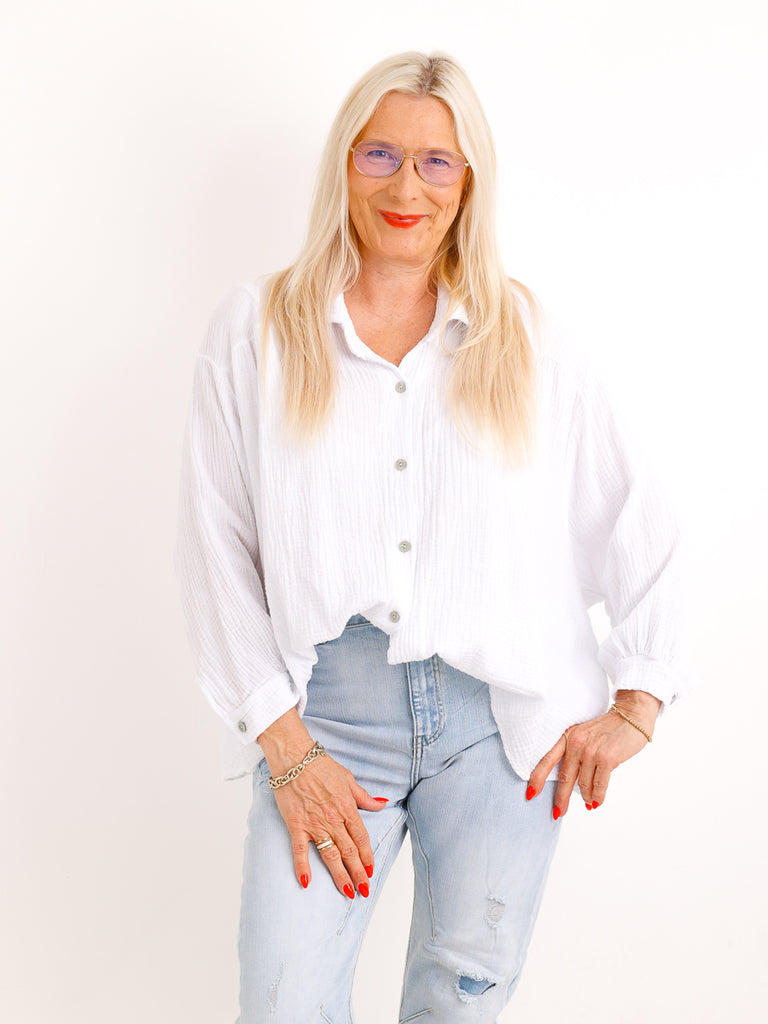 Musselin Oversize Bluse SIENNA.S - 100% Baumwolle - Gr. 38-46