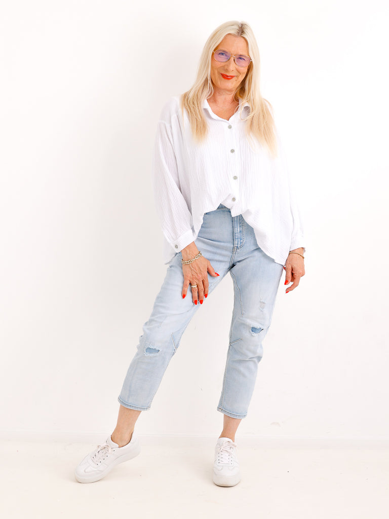 Musselin Oversize Bluse SIENNA.S - 100% Baumwolle - Gr. 38-46