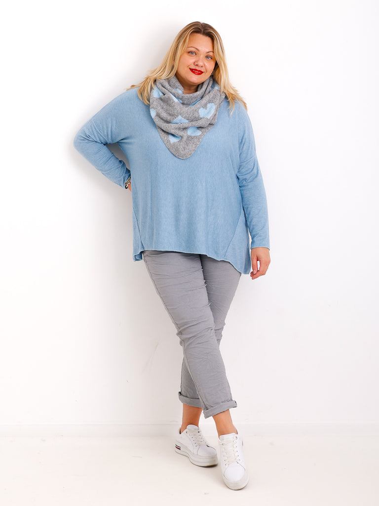 JUNA Dreiecksschal - blau/grau