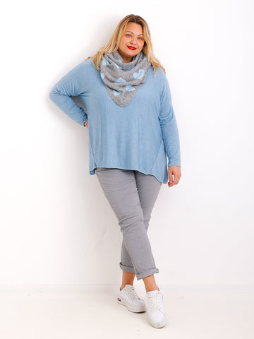 JUNA Dreiecksschal - blau/grau