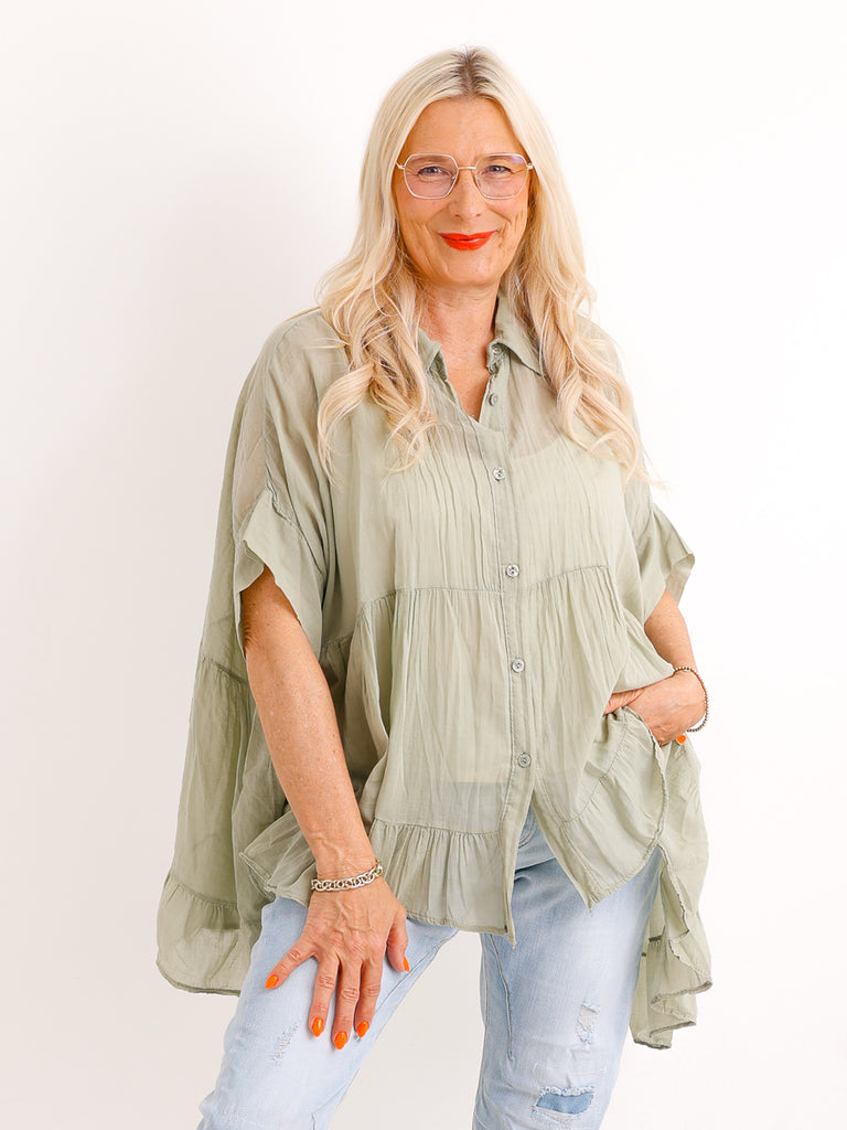 Luftige Baumwoll-Tunika KIMBERLY.S – Volants – Oversize – Gr. 38-50