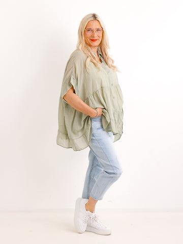 Luftige Baumwoll-Tunika KIMBERLY.S – Volants – Oversize – Gr. 38-50