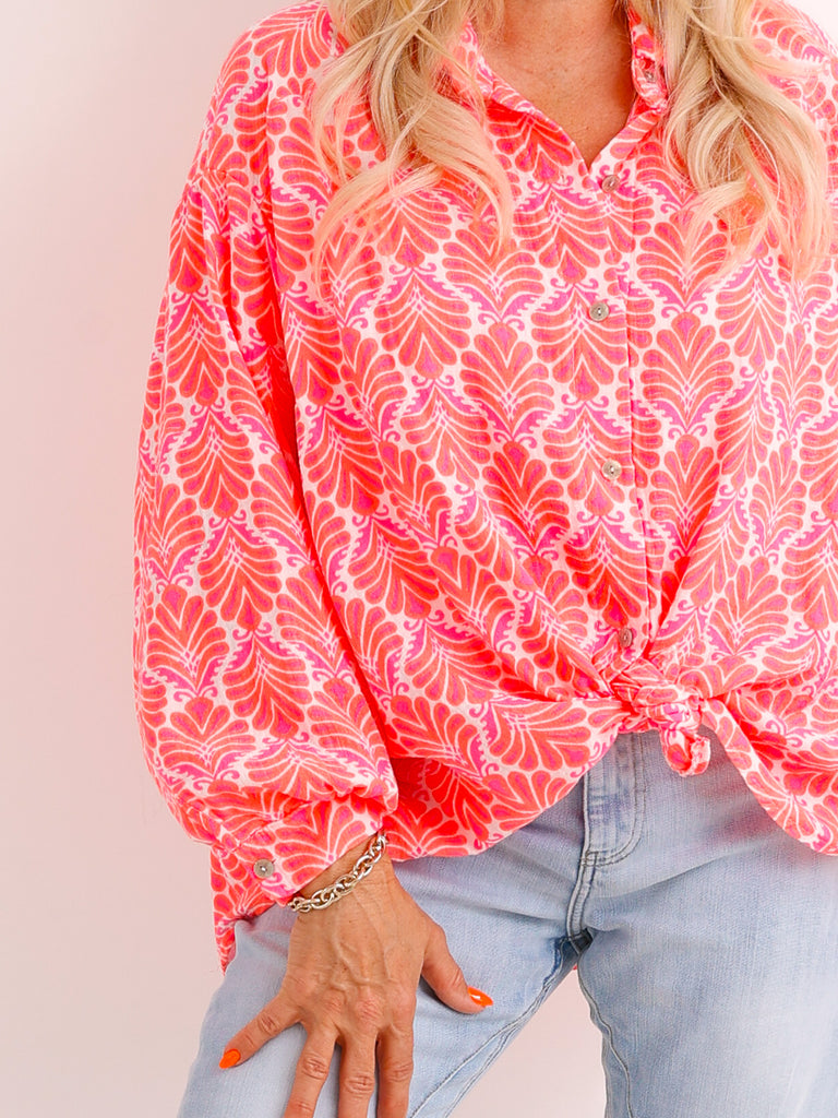Oversize Musselin-Bluse LORETTA.S – koralle – 100 % Baumwolle – Gr. 38-48