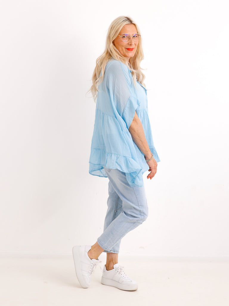Luftige Baumwoll-Tunika KIMBERLY.S – Volants – Oversize – Gr. 38-50