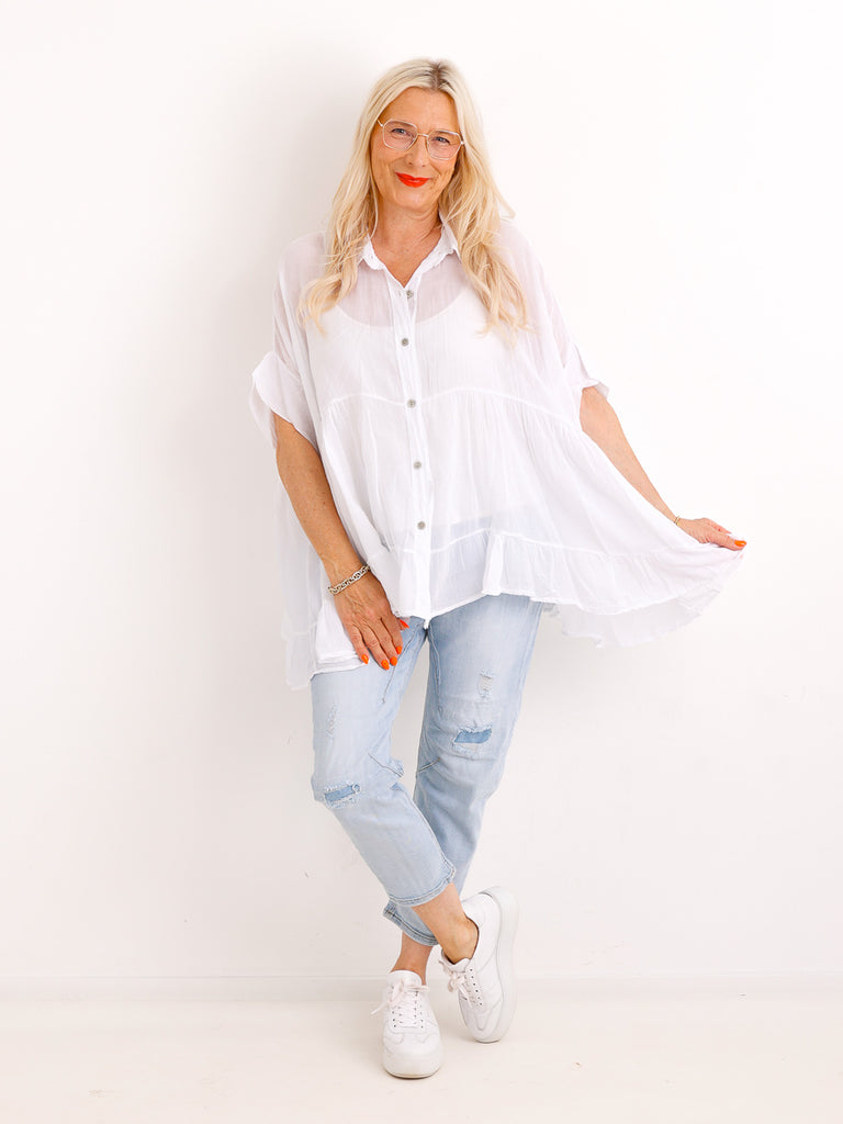 Luftige Baumwoll-Tunika KIMBERLY.S – Volants – Oversize – Gr. 38-50