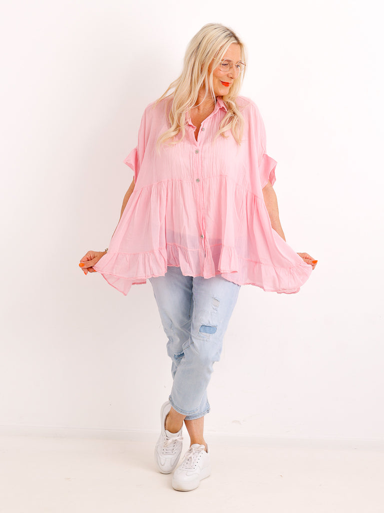 Luftige Baumwoll-Tunika KIMBERLY.S – Volants – Oversize – Gr. 38-50
