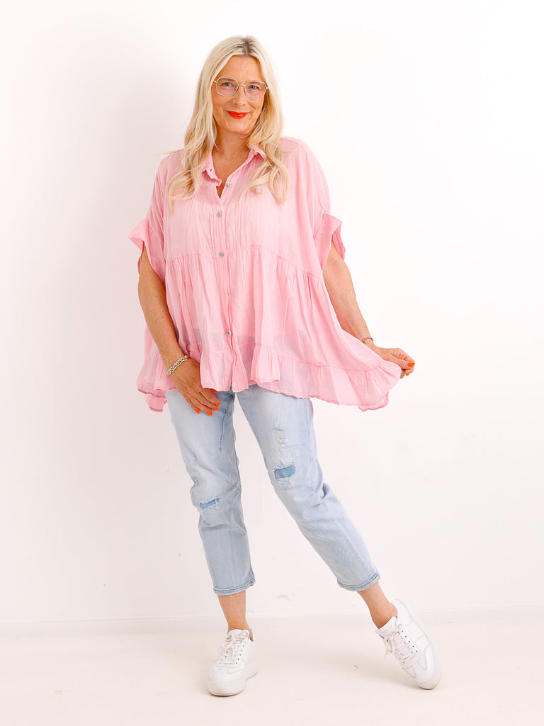 Luftige Baumwoll-Tunika KIMBERLY.S – Volants – Oversize – Gr. 38-50